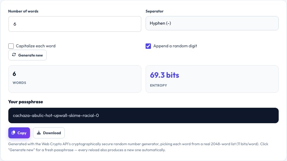 Step 1 — starting Diceware Passphrase Generator on AZRS QuickFix
