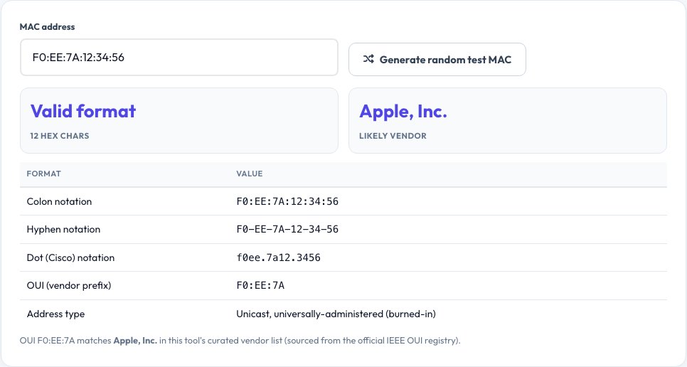 Step 1 — starting MAC Address Lookup & Formatter on AZRS QuickFix