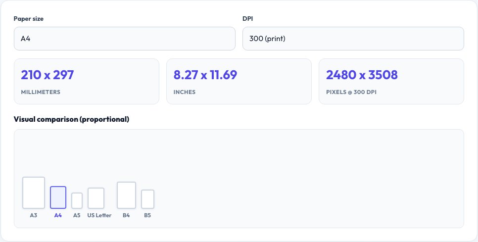Step 1 — starting Paper Size Reference & Comparison on AZRS QuickFix